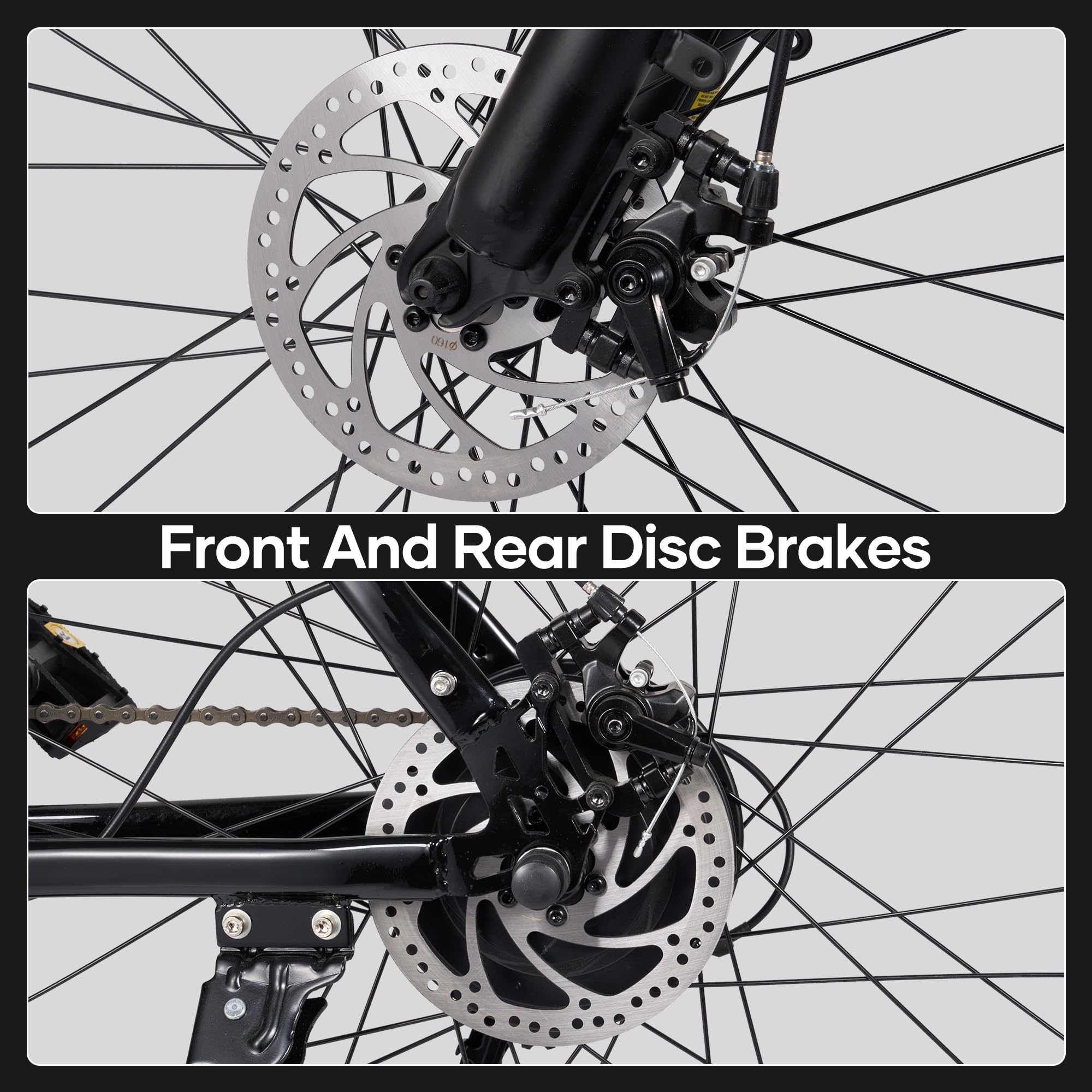 Electric Mountain Bike 26" for Adults, 350W Commuter Electric Bikes 48V 20mph with Front Suspension Fork and Dual Disk Brakes for Mountain Beach Snow - Image 4