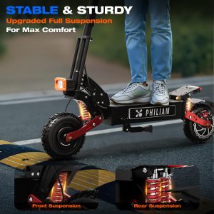 PHILIAM Adult Electric Scooter 6000W Dual Motor up to 55MPH Speed & Range to 70 Miles, E Scooter with 60V 38Ah Battery, 11" All Terrain Fat tires, Full Suspensions & Foldable Off Road Electric Scooter