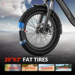 INVANTI Folding Electric Bike, Peak 1000W Ebikes for Adults, 25Mph Top Speed 45Miles 20" Step-Thru Fat Tire Electric Bike for All Terrains with Rear Rack,7-Speed,Front Suspension