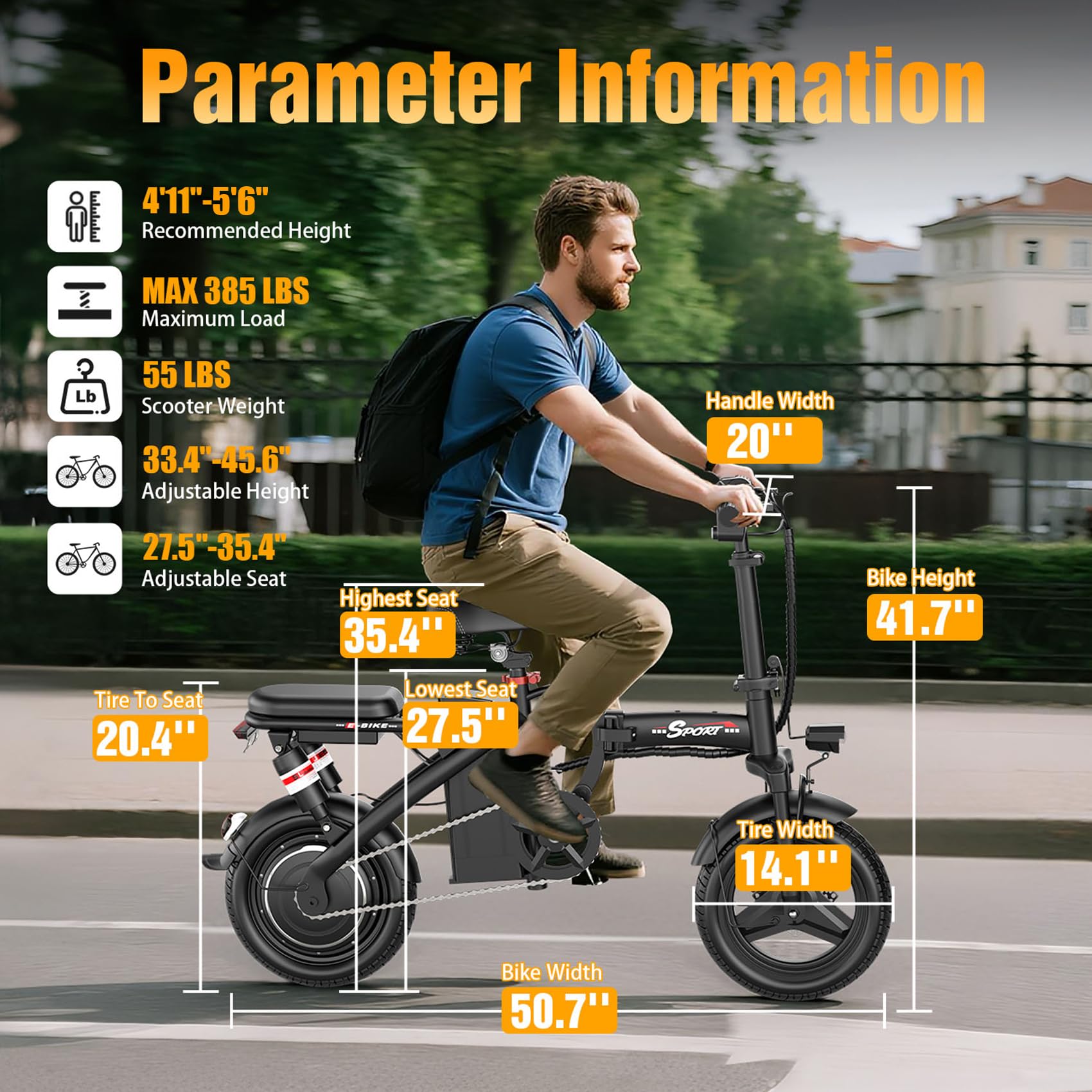 Pikabike Folding Electric Bike for Adults, Powerful 1200W Peak Motor, 20MPH Speed, 45 Miles Max Range, 48V Removable Battery, 14" Electric Bicycle for Commuting, Daily Riding, Lightweight & Portable - Image 2
