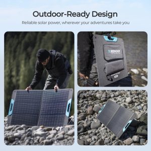 RENOGY REGO 100W Portable Solar Panel, Renogy Solar Panels IP65 Waterproof, 100 Watt Foldable Solar Panel for Camping, Hiking, Fishing, Outdoor, RV, Van, Boat, Off Grid Applications