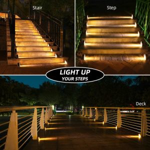 NIORSUN Solar Step Lights 6 Pack, Outdoor Stair Lights Waterproof IP67 with Auto On/Off - 3000K Warm White for Steps, Stairs, Deck, Patio, Yard, Porch, Garden, Sidewalk, Front Door