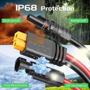 Bateria Power Solar to XT60 Charge Extension Cable 12AWG 10Ft Solar Connector to XT60 Adapter Cable for Solar Panel to LiFePO4 Battery RV Portable Power Station Solar Generator