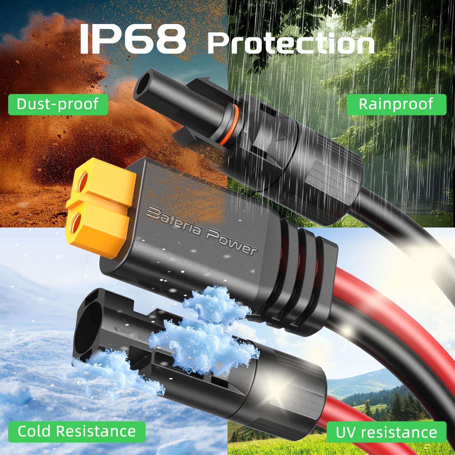 Bateria Power Solar to XT60 Charge Extension Cable 12AWG 10Ft Solar Connector to XT60 Adapter Cable for Solar Panel to LiFePO4 Battery RV Portable Power Station Solar Generator - Image 7