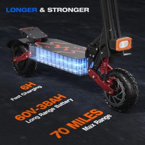 PHILIAM Adult Electric Scooter 6000W Dual Motor up to 55MPH Speed & Range to 70 Miles, E Scooter with 60V 38Ah Battery, 11" All Terrain Fat tires, Full Suspensions & Foldable Off Road Electric Scooter