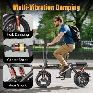 Pikabike Folding Electric Bike for Adults, Powerful 1200W Peak Motor, 20MPH Speed, 45 Miles Max Range, 48V Removable Battery, 14" Electric Bicycle for Commuting, Daily Riding, Lightweight & Portable