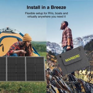 MARBERO 200W Portable Solar Panel for Power Station & DC Devices 200 Watt Foldable Solar Charger >23% High Efficiency IP68 Waterproof Compatible with Solar Generator for Camping RV Outdoor Cloudy