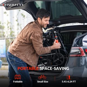 INVANTI Folding Electric Bike, Peak 1000W Ebikes for Adults, 25Mph Top Speed 45Miles 20" Step-Thru Fat Tire Electric Bike for All Terrains with Rear Rack,7-Speed,Front Suspension