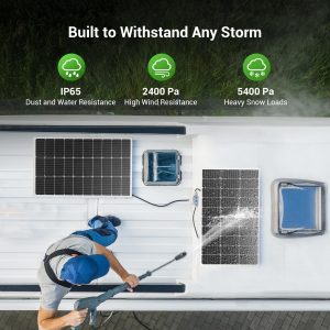 HQST 100 Watt 12V Monocrystalline Solar Panel with Solar Connectors, High Efficiency Module PV Power for Battery Charging Boat, Caravan, RV and Any Other Off Grid Applications