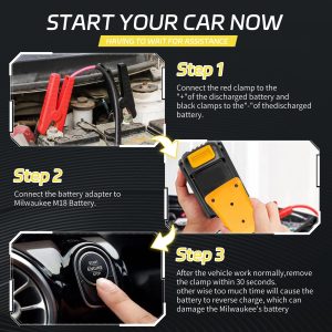 Govel 20V Jumper Cables Adapter for Dewalt- 2FT 8AWG Purple Copper, Large Clamps, Portable Battery Starter Auto Booster Cables for Cars/Lawn Mower/Tools, 200°C Heat Resistant (Battery Not Included)