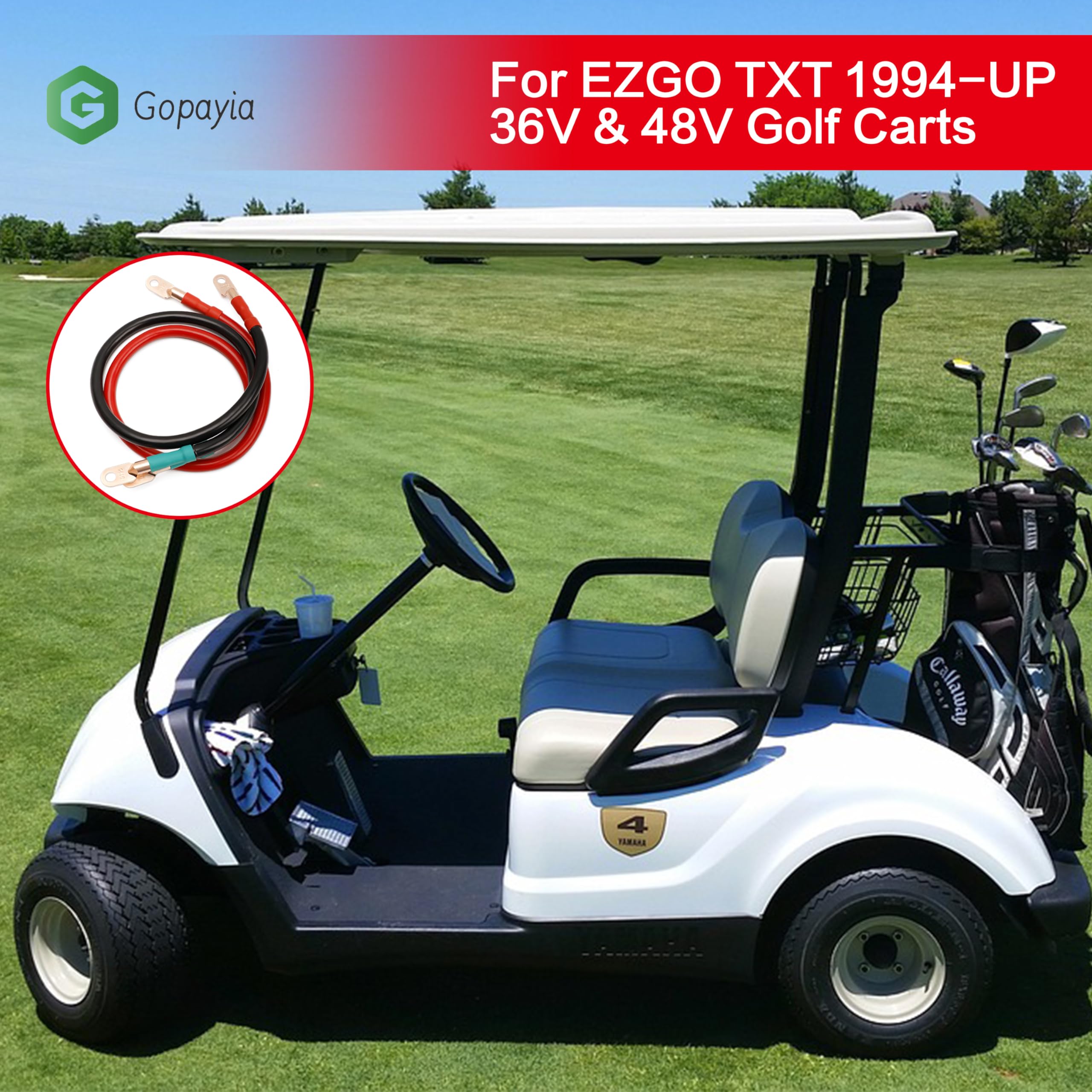 Golf Cart Battery Cables 4 AWG 9in for EZGO TXT 1994-UP 36V/48V 4 Gauge Pure Copper Wire - Image 5