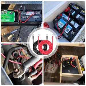 Battery Cable - iGreely 8 AWG 8 Gauge Wire Tinned Copper Wire Battery Power Inverter Cables with 3/8'' Lugs Terminals for Solar Panel Automotive Motor Automotive Motorcycle RV Marine Boat 10ft/3m