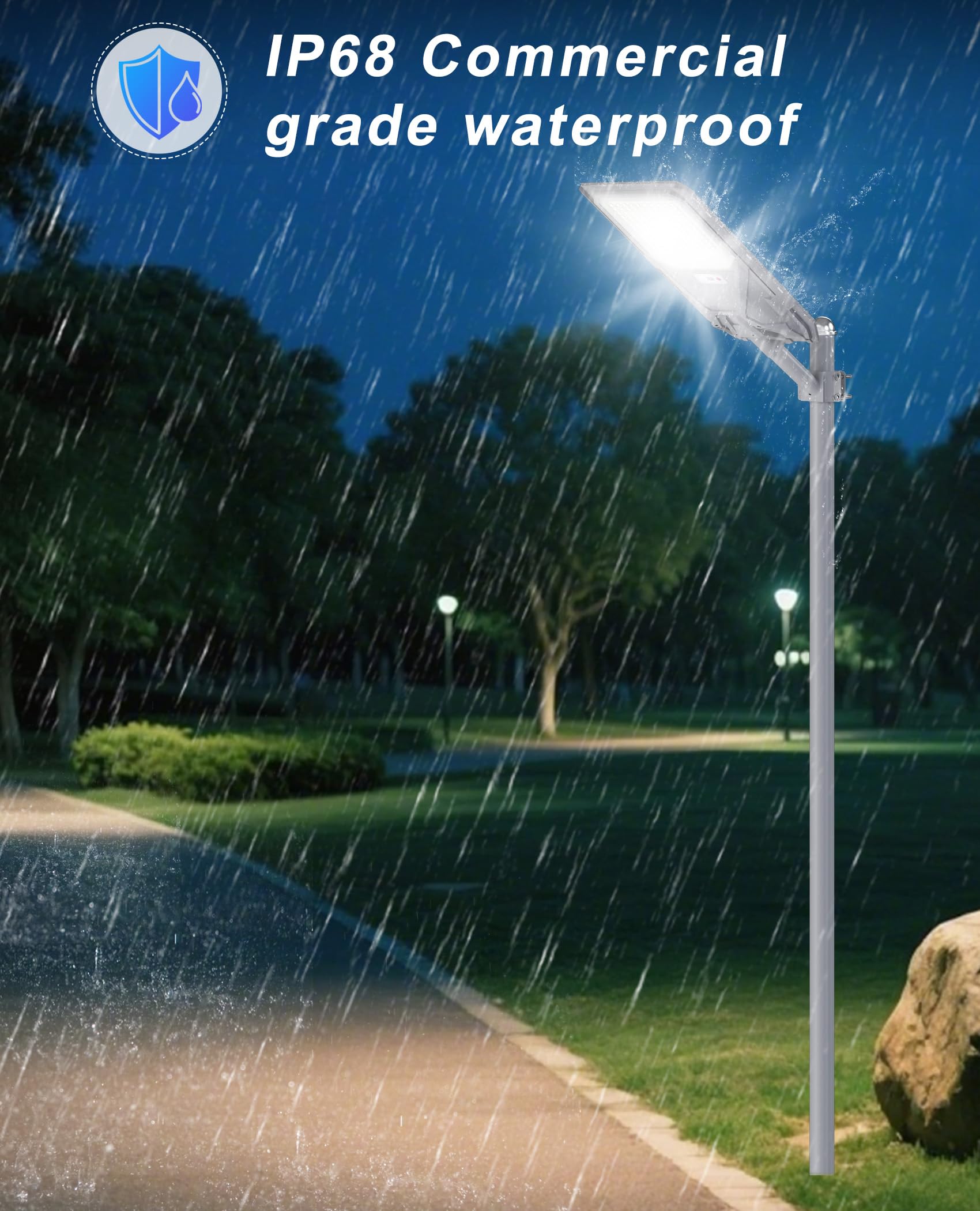 JAYNLT X-8500W Solar Street Lights,6500K Commercial Parking Lot Light Dusk to Dawn Dusk to Dawn,IP68 Waterproof Flood Security Street Lights Motion Sensor for Yard,Street - Image 4