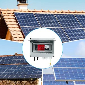 600V Solar DC PV Combiner Box, 1 String with Lightning Arrester Connector for On/Off Grid Solar Panel System, 1 Input 1 Out 15A Fuse, 63A Circuit Breaker, Waterproof ABS Enclosure