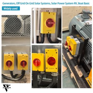 32Amp AC Disconnect Switch 690V AC Isolator Switch,4-Pole IP66 Waterproof Isolation PV Rotary Disconnect On Off Changeover 2 Position Disconnect Box Outdoor