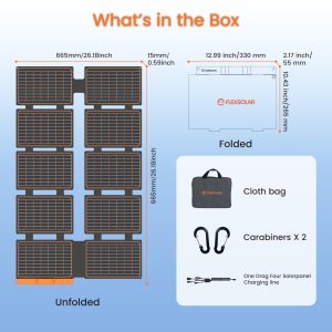 FlexSolar 100W Portable Solar Panels Chargers with PD3.0 USB-C,QC3.0 USB-A and DC Outputs Foldable IP67 Waterproof Power Emergency Camping for Small Power Station Generator,Phones, Power Banks