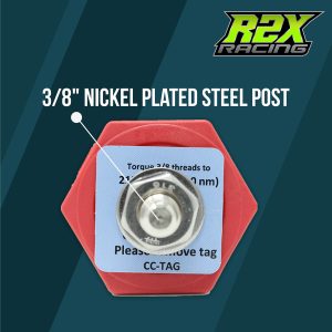 Thru Panel Battery Cable Bulkhead Connectors with Copper Core 3/8" Terminal Post, Red and Black