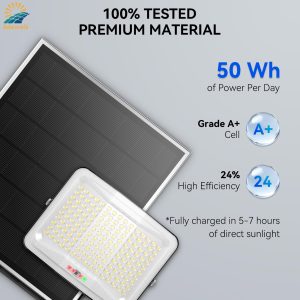 Adewalk Outdoor Solar Lights with 150 Large LEDs Beads 7000K, Motion Sensor Solar Flood Lights Dusk to Dawn Lighting with 16ft Cable IP65 Waterproof, Outside Security Flood Light for Yard Porch Barn