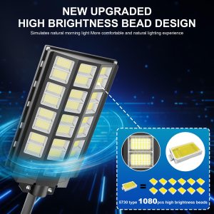 Vzyhik Solar Street Light, 8000W 7000K 480000LM 1152pcs LED Solar Parking Lot Lights Dusk to Dawn, Solar Flood Light Wide Angle Motion Sensor and Remote Control for Area Lighting Yard 2-Pack