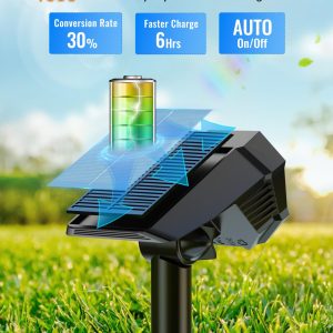 Brightown Solar Lights Outdoor Waterproof IP67, [Cool & Warm Light 2-in-1] Solar Spot Lights Outdoor, 2 Colors 3 Brightness Levels LED Outdoor Solar Lights for Yard Pathway Garden House, 2 Pack