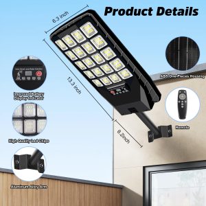 JWT 4 Pack Solar Street Lights Outdoor Waterproof - Solar Powered Flood Light with Motion Sensor & Remote Control 6500K 20000LM,Dusk to Dawn Commercial Solar Lights Outdoor for Parking Lot