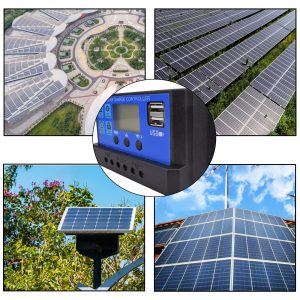 [Upgraded] 30A Solar Charge Controller 12V/ 24V Solar Panel Charge Controller Intelligent Regulator with Dual USB Port Auto Parameter LCD Display and Timer Setting ON/Off Hours
