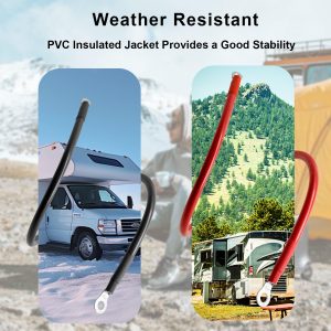 EYPDARL 4 AWG Copper-clad Aluminum Inverter/Battery/Jumper Cables with 5/16" Lugs Set for Automotive RV Car Motorcycle Truck Positive and negetive 4 Gauge Battery Wire- 5FT