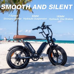 Mukkpet Ninja Moped Ebike,Peak 1500W Motor Electric Bike for Adult,120Miles 32MPH 30AH Removeable Battery Ebike,20"" x4.0 Fat Tires,7-Speed,Dual Suspension, 2 Seater (Standard)