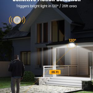 SUPERDANNY Solar Outside Lights with 113 Bright LEDs 7000K, Motion Sensor Outdoor Flood Lights Dusk to Dawn with 16ft Cable IP65 Waterproof, Security Light for Garden Barn Porch 2 Pack