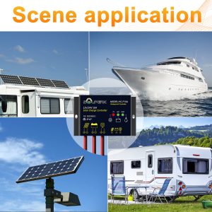SOLPERK 10A Solar Charge Controller Waterproof Solar Panel Controller 12V/24V PWM Solar Panel Battery Intelligent Regulator for RV Boat car ,with LED Display
