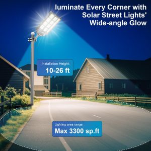 Vzyhik Solar Street Light, 8000W 7000K 480000LM 1152pcs LED Solar Parking Lot Lights Dusk to Dawn, Solar Flood Light Wide Angle Motion Sensor and Remote Control for Area Lighting Yard 2-Pack