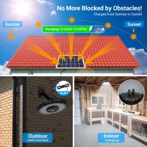 ropelux Solar Lights Outdoor Indoor, 3000LM Dimmable 5 Modes (2 All Day Modes) Motion Sensor Solar Shed Barn Light with Remote IP65 Waterproof for Gazebo Yard Patio Security Lighting, 2 Pack