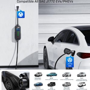 2025 Upgraded Level 1&2 Portable EV Charger, 16Amp Adjustable Current & Timer, 110V–240V, NEMA 5-15 & 6-20 Plugs, 21Ft EV Charging Cable, J1772 Electric Car Charger for All EVs/PHEVs, EV Charging Cord
