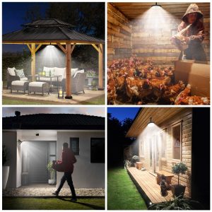 ropelux Solar Lights Indoor Outdoor, 3000LM Dimmable 5 Modes (2 for All Day Lighting) Motion Sensor Solar Shed Light with Remote IP65 Waterproof for Barn Gazebo Yard Garage Patio Security Lighting