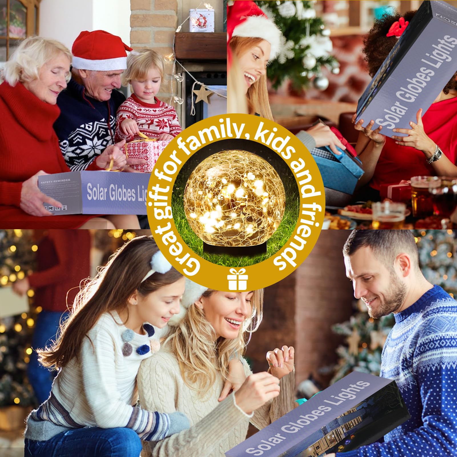 JKIMK Solar Globe Lights Outdoor Waterproof-Solar Balls Garden-Cracked Glass Ball Solar Lights Outdoor-Solar Orbs Outside-Outdoor Decorations Patio & Yard Lawn Backyard Decor (GUO-XBQ-5-5-5) - Image 2