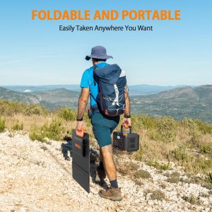 GRECELL 100W Solar Panel for Power Station Generator, 21.5V Portable Foldable Solar Panel with Fast Charger and Adjustable Kickstand Solar Cell Charger for Outdoor Camping RV Van Travel