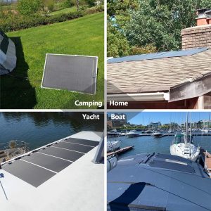 Lensunsolar 20W 12V ETFE Black Flexible Solar Panel, 18.5x12in, Ultrathin Ultra Lightweight, PERC Mono High Efficiency Solar Cells, for Campers, RVs, Boats,Camping, Tent