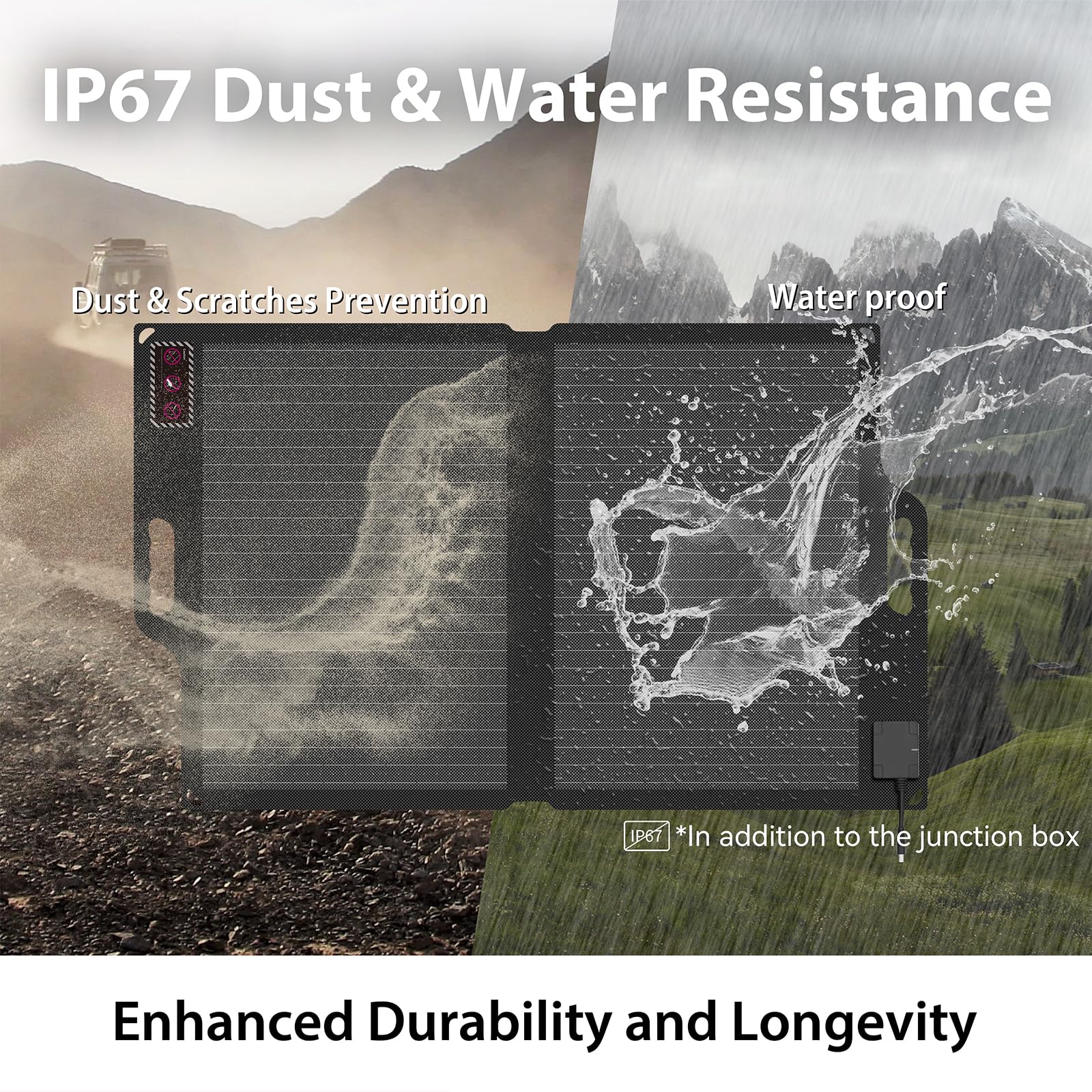 Voominhtec 100W 22V ETFE Folding Portable Solar Panel, IP67 Waterproof Foldable 24% High Efficiency, QC3.0 USB-A &Type-C Output,-Light Solar Charger for Power Station RV Camping Off Grid - Image 4