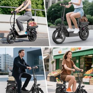 PIKABIKE Electric Scooter Adults, 1000W Peak Motor, 35 Miles of Range Scooter with Seat, 25MPH Top Speed, Foldable Escooter with Rear Box for Pets and Cargo, Dual Suspension for Commuting