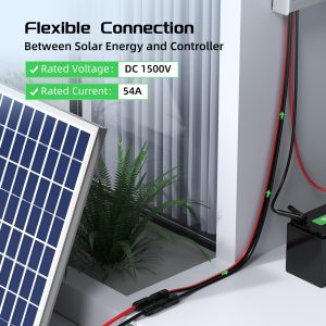 Bateria Power 20Ft 10AWG Solar Panel Extension Cable, 6mm² Twin Wire Conductor Parallel Solar Wire Adapter Kit with Waterproof Female & Male Solar Connectors for RV, Marine, Photovoltaic Systems