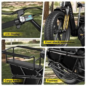 TST Electric Bike for Adults, 1500W Peak Motor Ebike with 48V 15Ah Removable Battery 28 MPH 60 Miles Fat Tire Cargo E Bike, Rear Rack, Basket, 7 Speed, Step-Thru Electric Bicycle