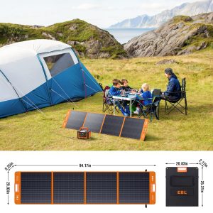 EBL 200W Portable Solar Panel for Power Station, Waterproof IP65 Foldable Solar Panel with MC-4 Anderson Output Connector for RV, Camping, Blackout