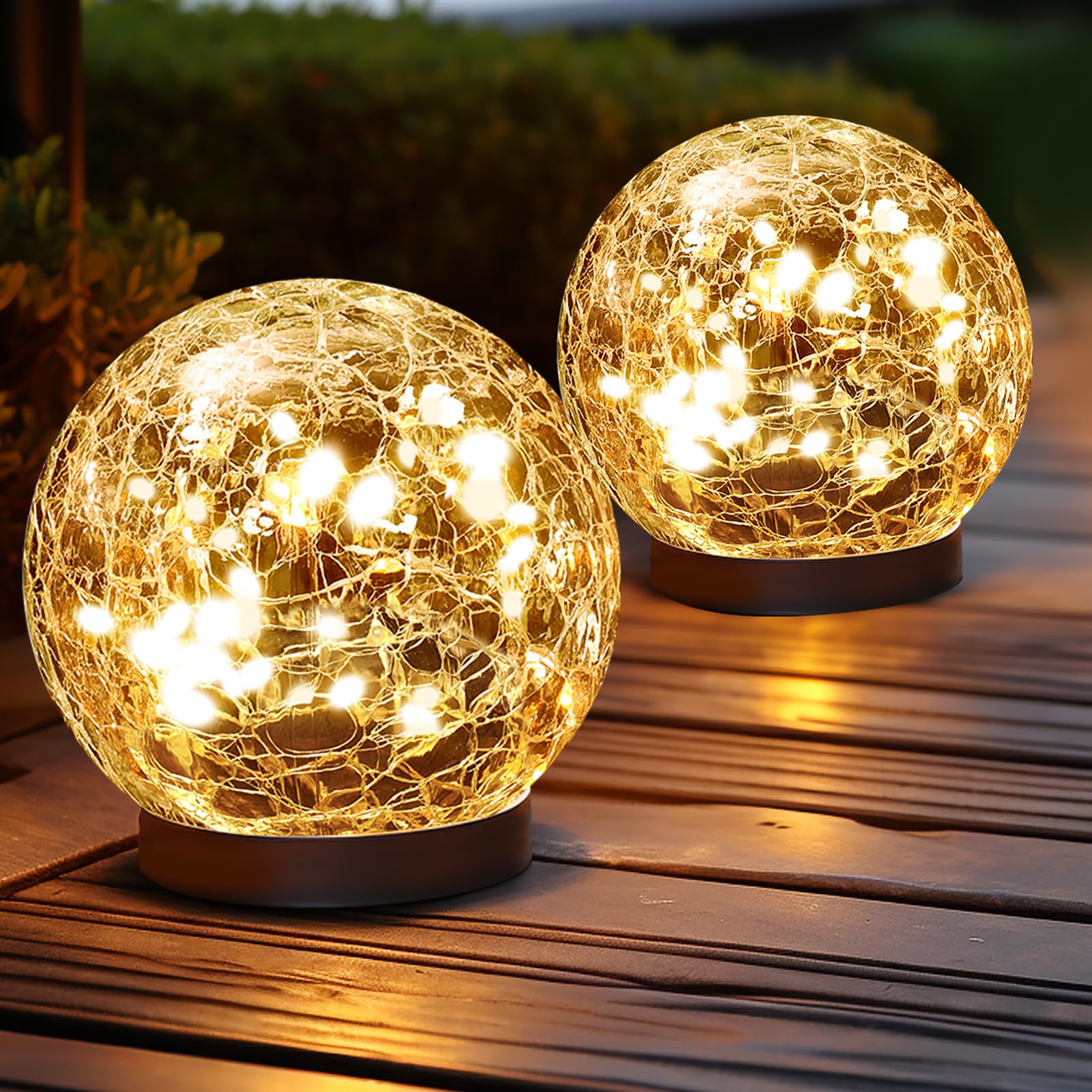 JKIMK Solar Globe Lights Outdoor Waterproof-Solar Balls Garden-Cracked Glass Ball Solar Lights Outdoor-Solar Orbs Outside-Outdoor Decorations Patio & Yard Lawn Backyard Decor (GUO-XBQ-5-5-5)