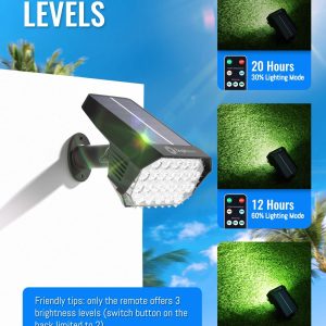 Brightown Solar Lights Outdoor Waterproof IP67, [Cool & Warm Light 2-in-1] Solar Spot Lights Outdoor, 2 Colors 3 Brightness Levels LED Outdoor Solar Lights for Yard Pathway Garden House, 2 Pack