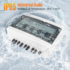 PJERJZN Solar Combiner Box 4-in-4-Out 40A Circuit Breaker with Surge Protector PV Combiner Box Waterproof Enclosure for RV/Rooftop/Off-Grid Systems/Solar Panel System