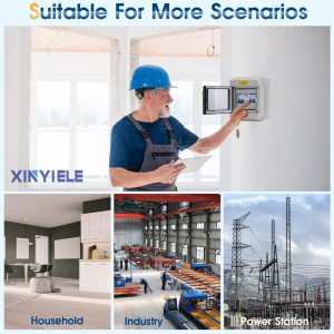 XINYIELE Outdoor Circuit Breaker Box,Power Distribution Box,Circuit Breaker Panels,Sub Panel Breaker Box, Electrical Panel Box with Clear Cover, Bus Bars and DIN Rail for Indoor and Outdoor(SH-4WAY)