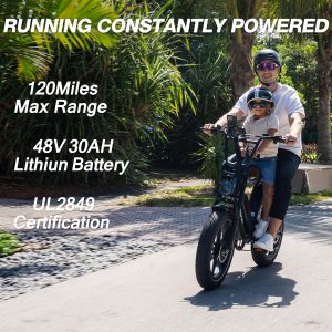 Mukkpet Ninja Moped Ebike,Peak 1500W Motor Electric Bike for Adult,120Miles 32MPH 30AH Removeable Battery Ebike,20"" x4.0 Fat Tires,7-Speed,Dual Suspension, 2 Seater (Standard)