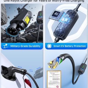 2025 Upgraded Level 1&2 Portable EV Charger, 16Amp Adjustable Current & Timer, 110V–240V, NEMA 5-15 & 6-20 Plugs, 21Ft EV Charging Cable, J1772 Electric Car Charger for All EVs/PHEVs, EV Charging Cord