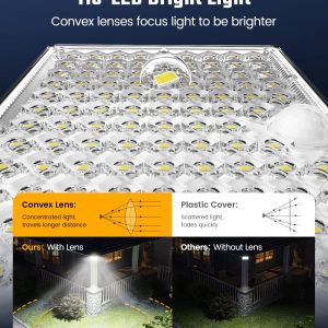 SUPERDANNY Solar Outside Lights with 113 Bright LEDs 7000K, Motion Sensor Outdoor Flood Lights Dusk to Dawn with 16ft Cable IP65 Waterproof, Security Light for Garden Barn Porch 2 Pack