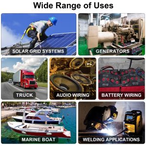 iGreely 6 Gauge 6 AWG Wire 10 Feet Black + 10 Feet Red Ultra Flexible Welding Battery Pure Copper Cable + 5pcs of 5/16" & 5pcs 3/8" Copper Cable Lug Terminal Connectors+Heat Shrink Tubing